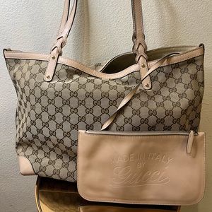Gucci Canvas Craft Tote With Pouch